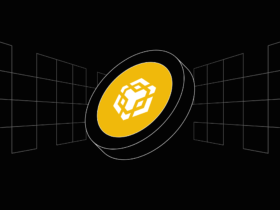 Fundo preto com o símbolo da criptomoeda Binance Coin (BNB) ao centro em amarelo.