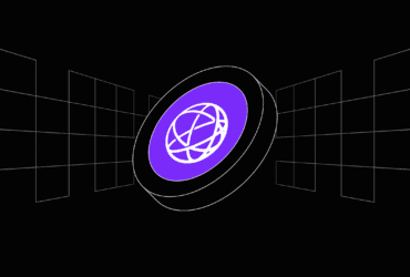 Fundo preto com a criptomoeda Celestia (TIA) e símbolo ao centro em roxo.