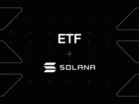 Fundo preto escrito ao centro em branco "ETF Solana"