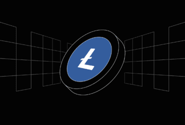 Fundo preto com o símbolo da criptomoeda Litecoin (LTC) ao centro.